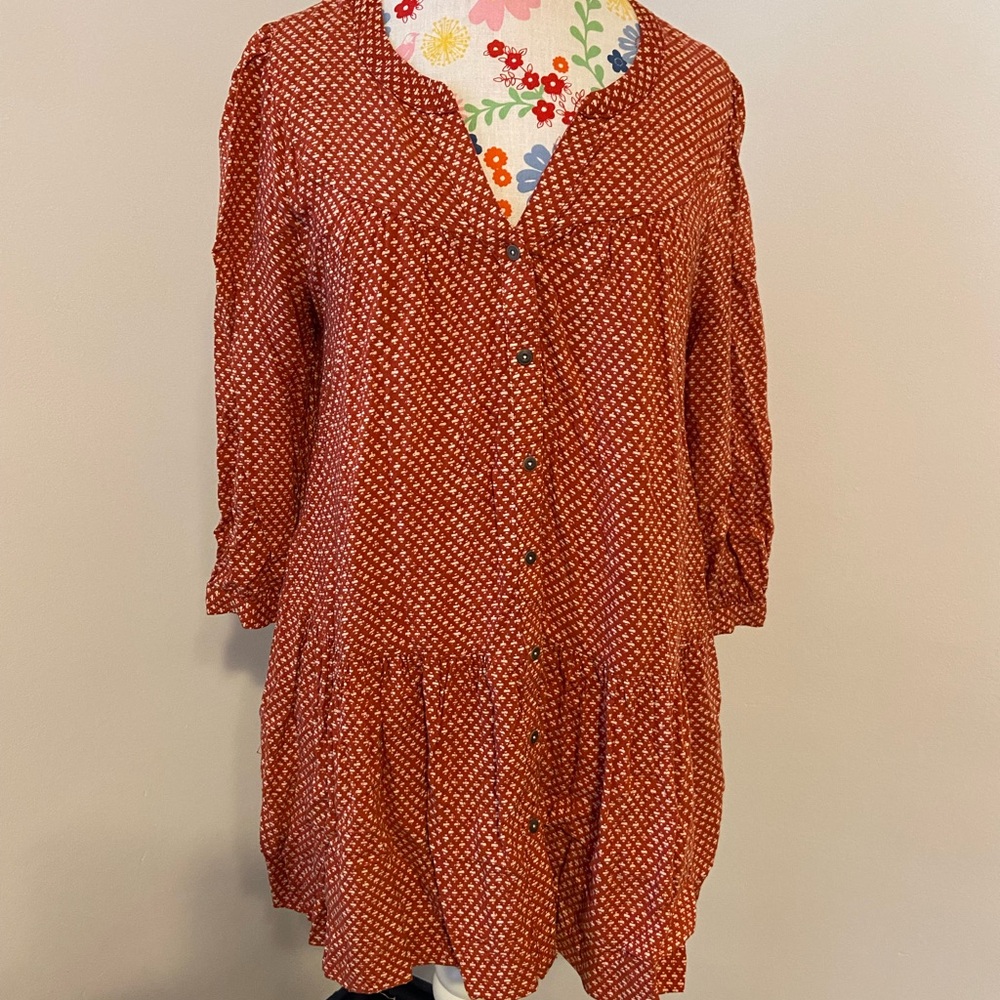 HOLDING HORSES Red Button-Down Tunic